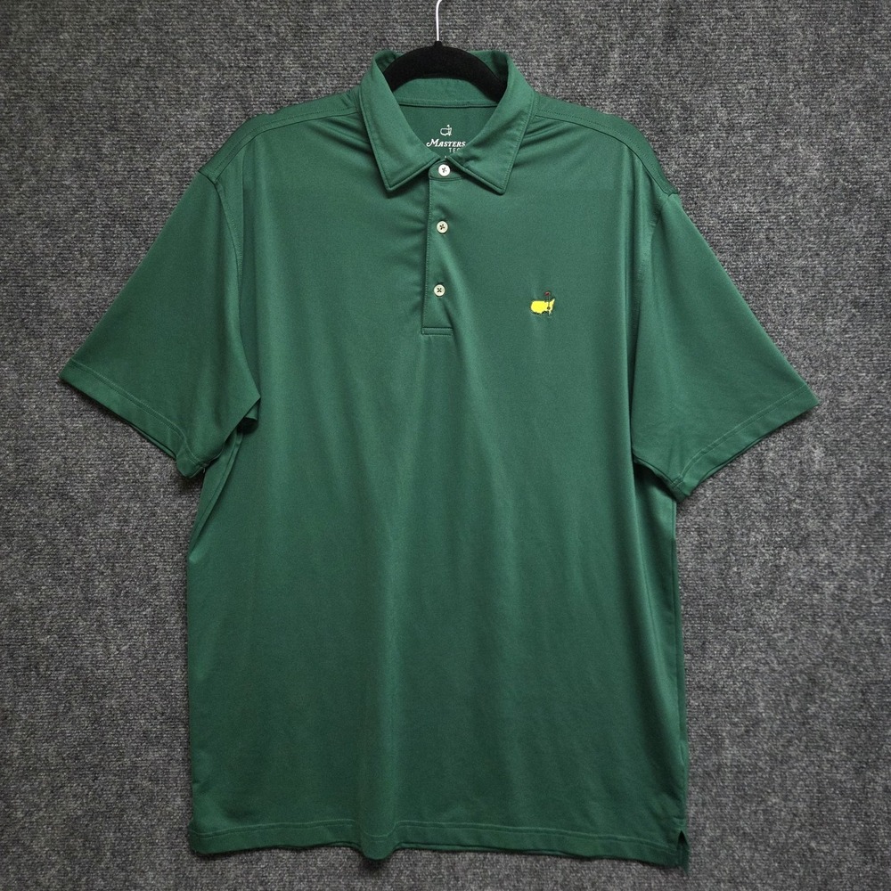 Masters Tech Shirt Mens Large Green Performance Golf Polo Short Sleeve Augusta